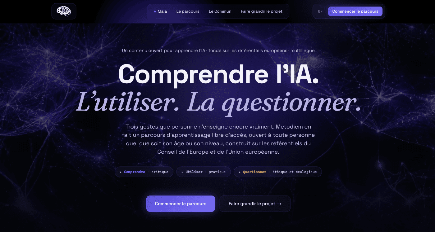 Page d'accueil de metodiem.com, le commun européen.